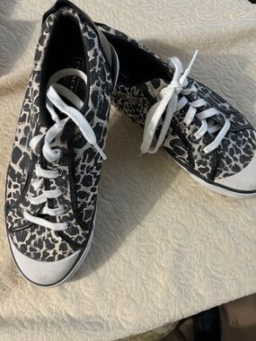 Coach Women's Black & White Leopard-Print Canvas Sneakers